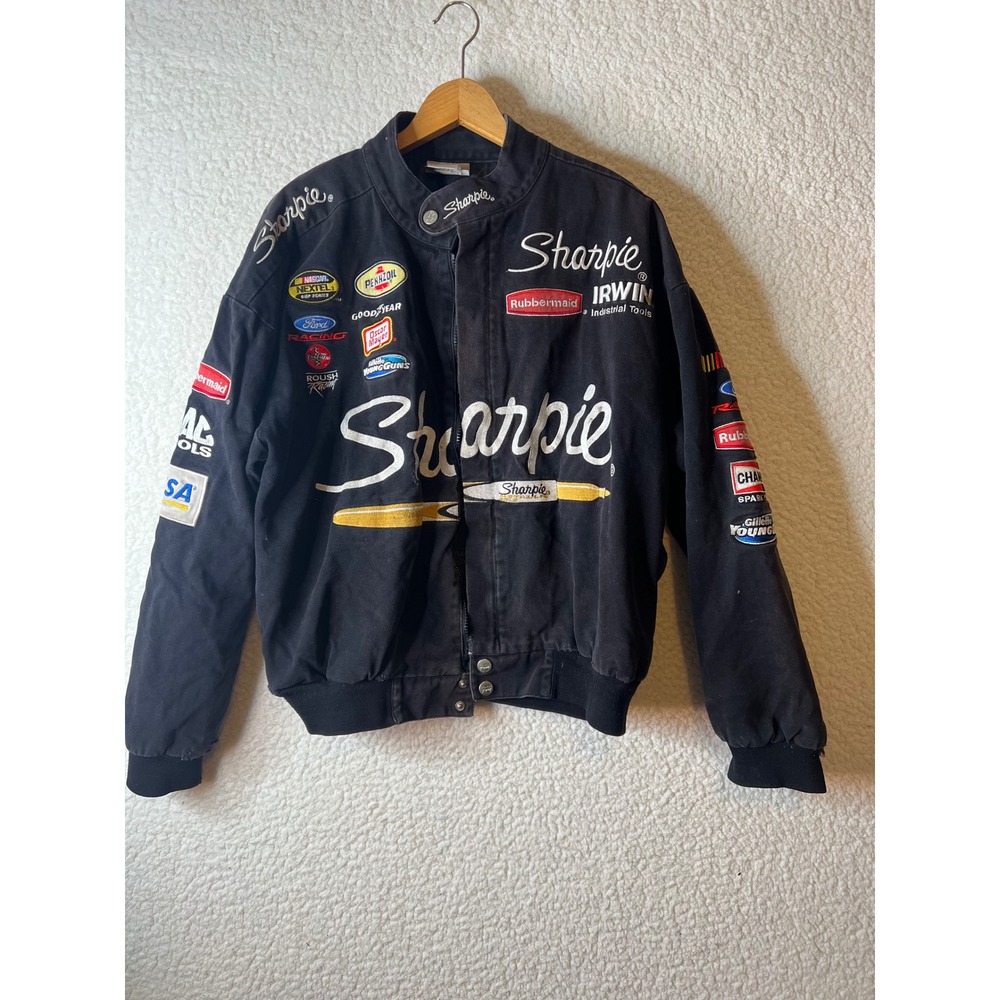 Vintage Team Caliber NASCAR Sharpie Roush Racing Jacket Mens Large Black Cotton